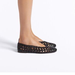 Giuseppe Zanotti Amanda05 Woven Nero Black Leather Slip-On Ballet Flats Size 7